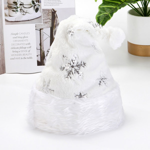 Madeshine Xmas Trắng Sang Trọng Dành Cho Người Lớn Sequins Bông Tuyết Thêu Trang Trí Giáng Sinh Sang Trọng Santa Claus <span class=keywords><strong>Hat</strong></span> Với Vàng Bạc - Product Image 2