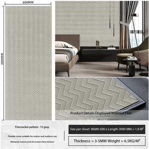 Panel de Porcelana Flexible de 4mm de Grosor, Moderno, <span class=keywords><strong>para</strong></span> Comedor, Centro Comercial, Escuela, Imitación de <span class=keywords><strong>Piedra</strong></span>, Textura <span class=keywords><strong>para</strong></span> Paredes Interiores y Exteriores - Product Image 6