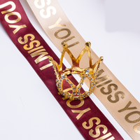 Ruban en satin personnalisé avec logo imprimé, ruban imprimé en feuille d'or rose pour emballage cadeau, vente en gros d'usine