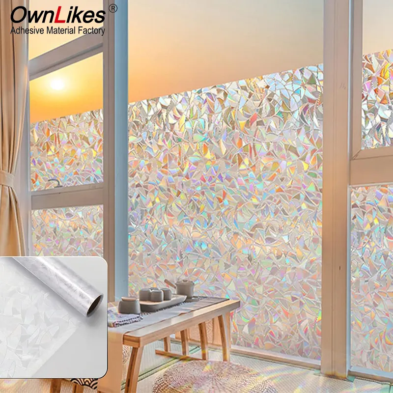 Flexography Rainbow Effect Glass Privacy Window Film Frosted Glass Film Anti-uv Window Sticker For Bedroom Living Room