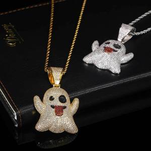 Colgante Hip Hop con diseño de Ghost Sticking Tongue, chapado en oro personalizado, engaste de púas, plata 925, moissanita, joyería Bling Iced Out para conciertos - Product Image 1
