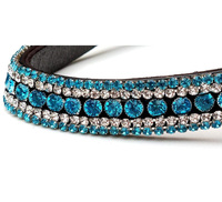 Bandeau décoratif en cuir de cheval, 2 pièces, qualité supérieure, avec cristal scintillant