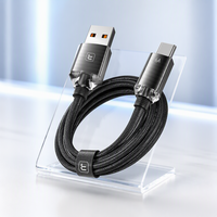 Kabel Pengisian Cepat Toocki Lint-Free Braided 6A Desain Kristal Cangkang Aluminium untuk iPhone 15 Series dan Semua Perangkat USB-C