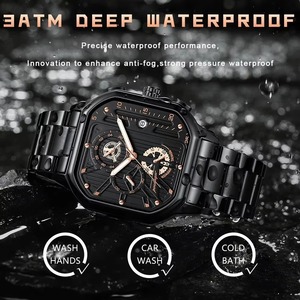 Montre à quartz en acier inoxydable pour homme, design ajouré tendance, étanche, montres-bracelets originales pour homme, montre de luxe pour homme - Product Image 3