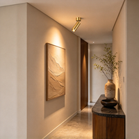 Spot LED Moderne en Aluminium Doré 5W, Forme Cylindrique, Plafonnier à Montage en Surface, Éclairage Spot Dimmable pour Salon et Hôtel