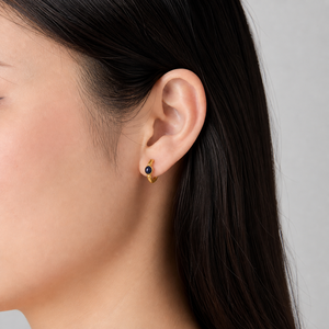 Pendientes de Aro Azul Turquesa de Acero Inoxidable con Baño de Oro de 14K, Pendientes de Aro Abierto Escultóricos - Product Image 5