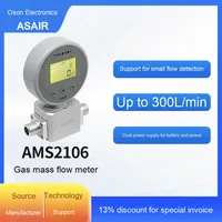 Débitmètre massique thermique numérique Aosong AMS2106 Asair 5V, capteur de débit en aluminium 1/4 pouce pour air comprimé et oxygène