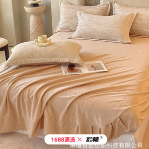 Milk Fleece Fitted Sheet Solid Color Winter Warm Skin-Friendly Modern Style Adult <b>Bedding</b> - Product Image 1