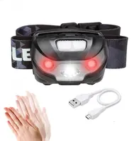 High Power LED Rechargeable Headlamp mit Red Light für Hunting, Fishing, Running, 3 Modes Head Flashlight