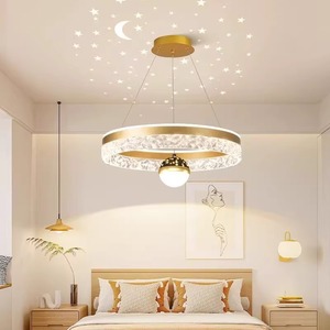 โคมไฟระย้า LED ทรงกลมทันสมัย ​​E26 รีโมทคอนโทรล หัวเดียว สำหรับห้องนั่งเล่น ห้องนอน โคมไฟจงซาน - Product Image 1