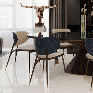Ensemble de chaises de salle à manger en bois et velours de luxe italien haut de gamme, chaises de salle à manger modernes de luxe AL-DC-02-UCHIWA - Product Image 4