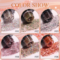 IMTITI Gel UV pour Nail Art, 6 Couleurs, Collection de Vernis Gel Scintillant Effet Laser Étoilé, Manucure DIY, Gel Diamant Couleur Étoilée, Soak Off