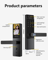 Serrure de porte intelligente avec reconnaissance de la veine de la paume du doigt 3D, empreinte digitale, caméra WiFi Tuya, compatible avec les portes en verre