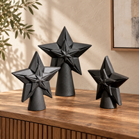 Sculpture d'étoile en céramique noire, objet décoratif géométrique pour la décoration moderne de la maison et la présentation sur table