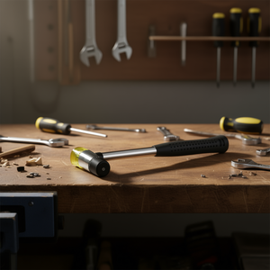 Martillo de caucho y fibra Fervi de 16 oz con eje de acero y mango negro para trabajos de precisión - Product Image 3