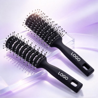 Brosse à cheveux noire personnalisable avec logo, séchage rapide et démêlage sans douleur pour le coiffage au sèche-cheveux