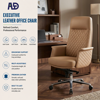 Chaise de bureau de direction de luxe Aston 6997A - Hauteur réglable et appui-tête fixe pivotant en cuir PU avec base chromée