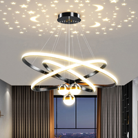 Lustre suspendu LED moderne de luxe à plafond haut, effet ciel étoilé, projecteur romantique pour chambre