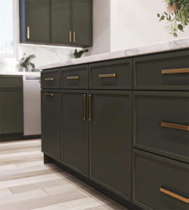 Mobilier de style européen Armoire de cuisine moderne en bois massif Meuble de cuisine Style élégant Ensembles d'armoires de cuisine sur mesure - Product Image 1