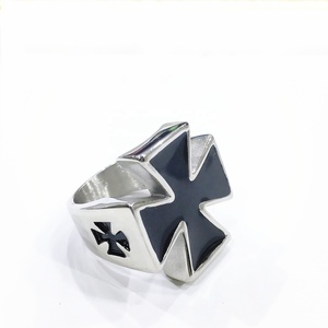 316L Stainless Steel <b>Biker</b> Cross Jewelry Black Enamel Silver Color Big Cross Men's Stainless Steel Jewelry <b>Biker</b> <b>Ring</b> - Product Image 3