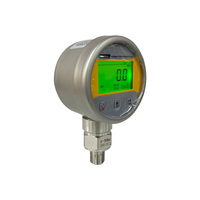 AKS 65mm Stainless Steel Digital Pressure Gauge 0-200 Bar, 1/4" NPT Bottom, Battery Powered