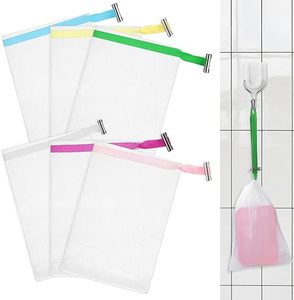 6 PCS Soap Bags Exfoliating Soap Mesh Saver <b>Pouch</b> Bags with <b>Drawstring</b> Face Cleansing Foaming Nets for Foaming and Drying - Product Image 1