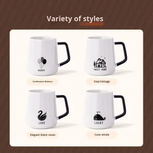 Mug en céramique mignon avec couvercle et cuillère, personnalisable, grande tasse à café <span class=keywords><strong>de</strong></span> bureau <span class=keywords><strong>de</strong></span> haute qualité, motif <span class=keywords><strong>baleine</strong></span> et ballon - Product Image 3