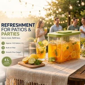 4L Cold Kettle <b>Refrigerator</b> Fruit Juice Water Pitcher Beverage Dispenser Filter Drink <b>Container</b> for Home with Metal Rack - Product Image 5