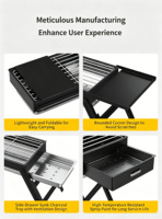 Barbecue portable de haute qualité, détachable, pour le camping en plein air, ensemble de barbecue au charbon de bois