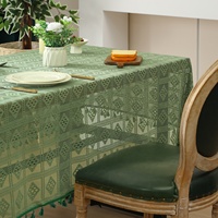 Nappe rétro ajourée à franges, couverture de table à manger rustique en dentelle à carreaux