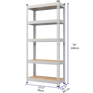 Kệ lưu trữ 5 tầng nhà để xe Kệ nặng điều chỉnh kim loại kệ giá, 27.5 "W x 15.7" D x 70 "H, trắng - Product Image 2
