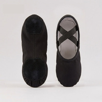 Chaussons de danse souples BW113 en toile à semelle fendue, élastiques croisés sans lacets, pour adultes et enfants, entraînement de ballet et gymnastique