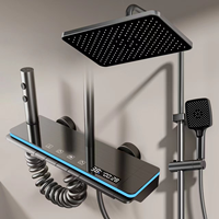 Ensemble de douche d'hôtel thermostatique moderne brossé intelligent LED à affichage numérique pour économiser l'eau effet lumière étoilée pluie