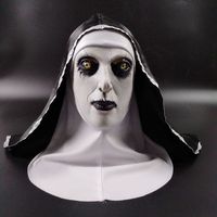 En vente Halloween horreur nonne masque pleine tête réaliste mal nonne masque avec foulard mascarade Costume accessoires de fête