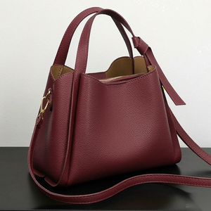 Compact Soft Leather <b>Women's</b> Tote <b>Bag</b> Daily Life Portable Shoulder <b>Bag</b> Vintage <b>Bucket</b> Style Casual Design Waterproof Foldable - Product Image 5
