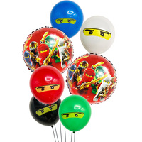Kit de 7 pièces de décorations de fête Ninja furtif avec bouquet de ballons d'anniversaire
