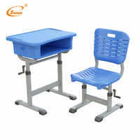 Ensemble chaise et bureau d'étudiant réglable en plastique, mobilier scolaire moderne avec 1 tiroir, pour la maison, le bureau, la chambre, le salon, usage commercial