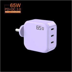 Gan <span class=keywords><strong>Tech</strong></span> เครื่องชาร์จ3.0 PD ขนาด65วัตต์สำหรับเดินทาง, ที่ชาร์จติดผนังแบบพกพาได้รวดเร็วปลั๊กอินเดีย3ช่องเสียบ USB C - Product Image 4