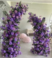 Arche de fleurs artificielles réalistes en soie pour mariage, centre de table violet pour allée, décoration de toile de fond avec couleurs et tailles personnalisables
