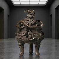 Brûle-encens antique en cuivre à motif de dragon, un objet décoratif antique de haute qualité pour la maison, raffiné et exquis.