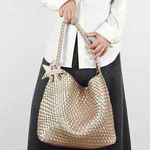 Sac fourre-tout pour femme Jianghu à fermeture ouverte avec bandoulière en cuir tressé, matériau PU, doublure en polyester, design élégant, toutes saisons - Product Image 6