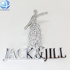 ファッション新しいデザインギリシャ文字ブリンブリンシルバークリスタルジャックアンドジルオブアメリカJJブローチ1938ラペルピンジュエリーソロリティギフト - Product Image 2
