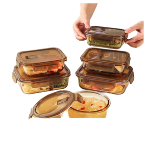 Fiambrera de vidrio <span class=keywords><strong>rectangular</strong></span> con tapa de plástico, horno microondas, segura, contenedor de almuerzo para trabajadores de oficina del hogar - Product Image 1