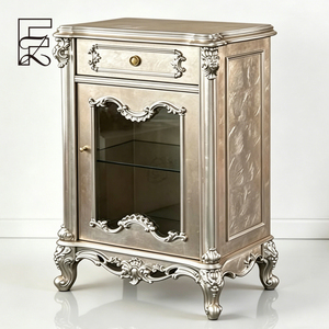 Ensemble de table et chaises de salle à manger de luxe français, armoire à vin en <span class=keywords><strong>acajou</strong></span> massif sculpté à la main, finition <span class=keywords><strong>feuille</strong></span> d'or champagne, design antique - Product Image 4