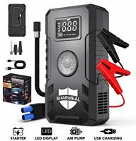 SHARMEAL OEM&ODM Démarreur de Voiture Portable 12V 6000mAh avec Batterie au Lithium, Booster de Démarrage et Compresseur d'Air Intégré