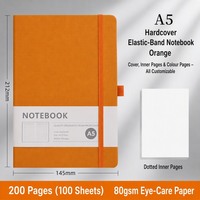 Carnet A5 à couverture rigide avec élastique, papier quadrillé, bleu clair, journal personnalisé, carnet de bord