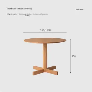 Red Oak Round Dining <b>Table</b> Japanese Style Compact Modern Design for Small Spaces No Assembly Required Dining Room Furniture - Product Image 6