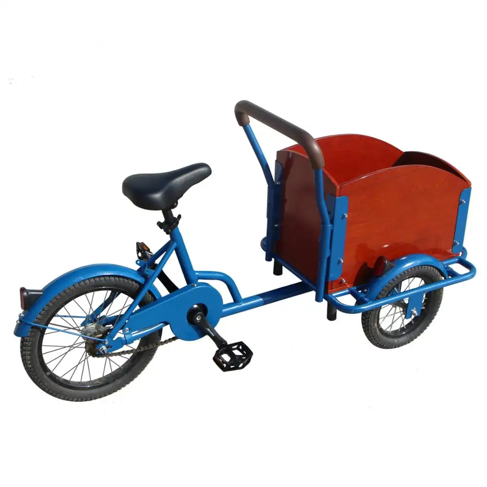 Il Potere di Pedale Anteriore Giocattolo Carico di Garanzia gratuita e Trasporto Libero Scatola di Legno Cargo Bike Per I Bambini
