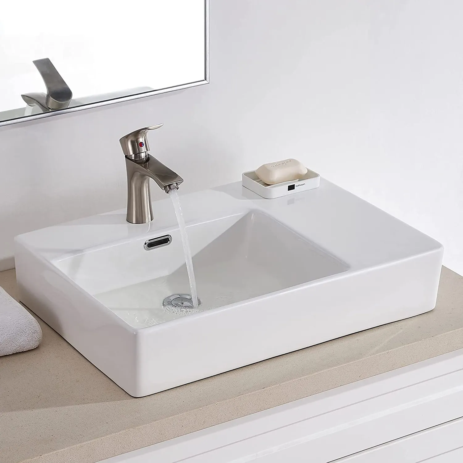 Sanitary Ware Supplier Mini Ceramic Table Top Wash Hand Basin Price Rectangle Bathroom Sinks