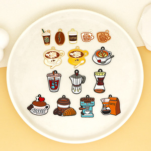 Accessori fai da te in lega di zinco smaltati per fare gioielli ghiacciati Cappuccino Americano Coffee Shop <span class=keywords><strong>con</strong></span> tazza di fagioli - Product Image 2